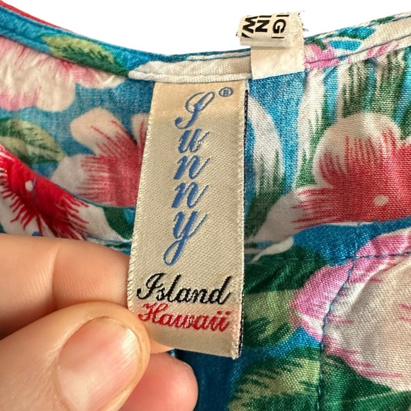 Sunny Island Hawaiian Shirt Womens OS Blue Floral Kaftan Adjustable Top Blouse - Picture 4 of 7
